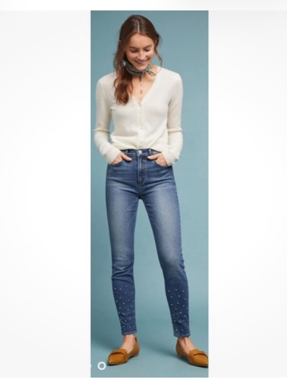 Anthropologie Hey There Stud Blue McGuire Newton High-Rise Skinny Jeans size 28 - Picture 2 of 11